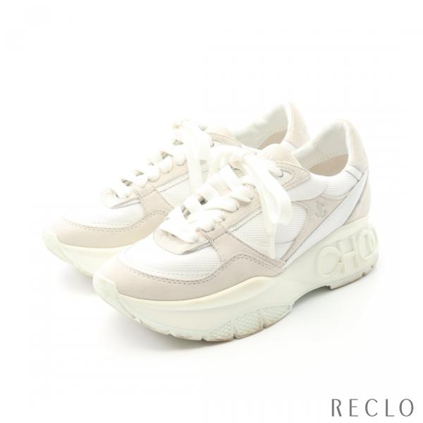 ジミーチュウ JIMMY CHOO LONDON ロンドン スニーカー 靴 スウェード ファブリック レディース ホワイト系 / グレー系 【中古】 JIMMY CHOO（ジミーチュウ） JIMMY CHOO LONDON ロンドン スニーカー