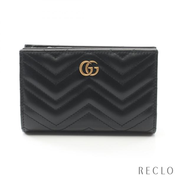 GUCCI（グッチ） ダブルG 二つ折り財布 レザー ブラック レディース