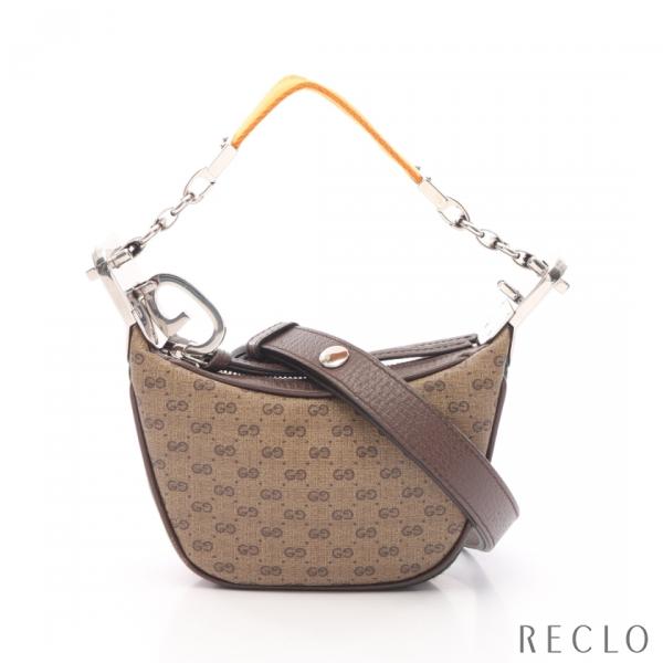 グッチ GUCCI マイクロGG シェリーライン ハンドバッグ バッグ PVCコーティングキャンバス レザー レディース ベージュ系 / ブラウン系 / マルチカラー 718512 【中古】 GUCCI（グッチ） マイクロGG シェリーライン ハンドバッグ PVC レザー