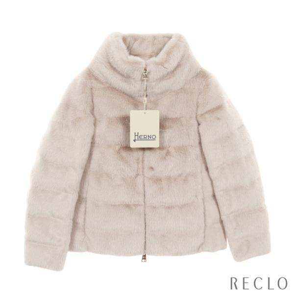 ヘルノ HERNO エコファー ダウンジャケット ハイネック グレーベージュ  