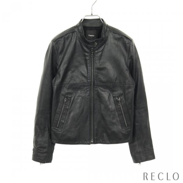 極美品　Theory セオリー ブルゾン シングルライダースジャケット 牛革　黒 theory（セオリー） シングルライダースジャケット ブルゾン レザー