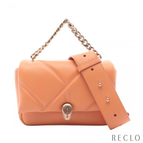 ブルガリ BVLGARI セルペンティ カボション ハンドバッグ バッグ レザー レディース オレンジ系 【中古】 BVLGARI（ブルガリ） セルペンティ カボション チェーンハンドバッグ