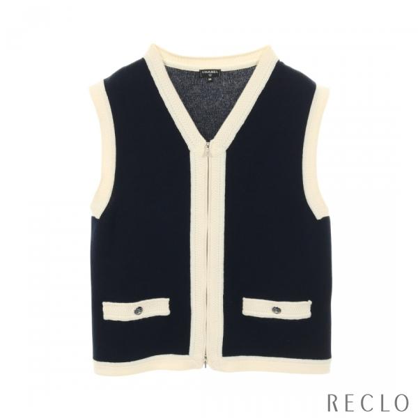 CHANEL（シャネル） ココマーク ニット ベスト カシミヤ ネイビー