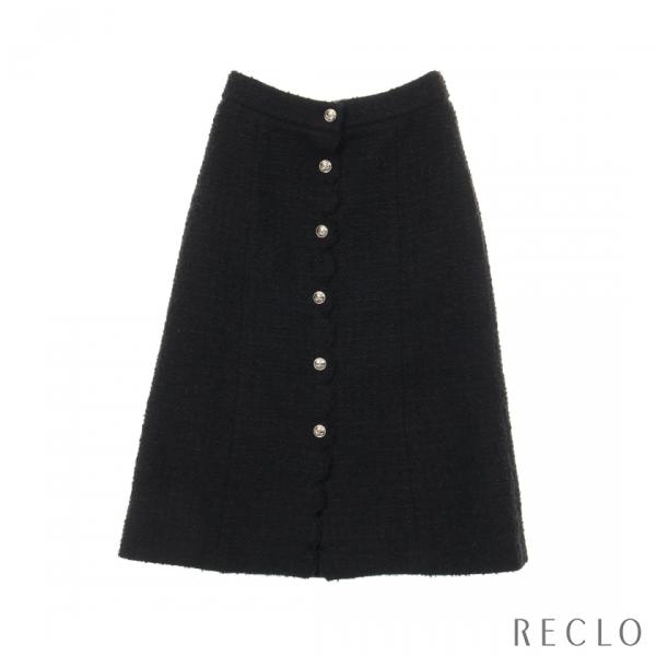 ヴィンテージCHANEL 黒ミニスカート CCマークボタン付き CHANEL】【紙タグ】【1993年秋冬】【フランス製】【ココマーク】【CC