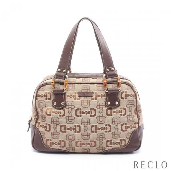 グッチ GUCCI バンブー ホースビット ミニボストンバッグ ハンドバッグ バッグ キャンバス レザー レディース ベージュ系 / ブラウン系 248271 【中古】 GUCCI（グッチ） バンブー ホースビット ミニボストンバッグ