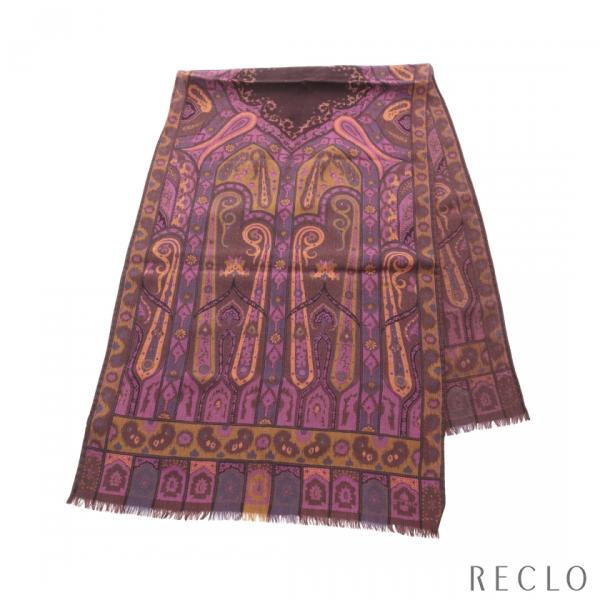 ETRO（エトロ） ストール ショール ペイズリー柄 ウール シルク ダーク