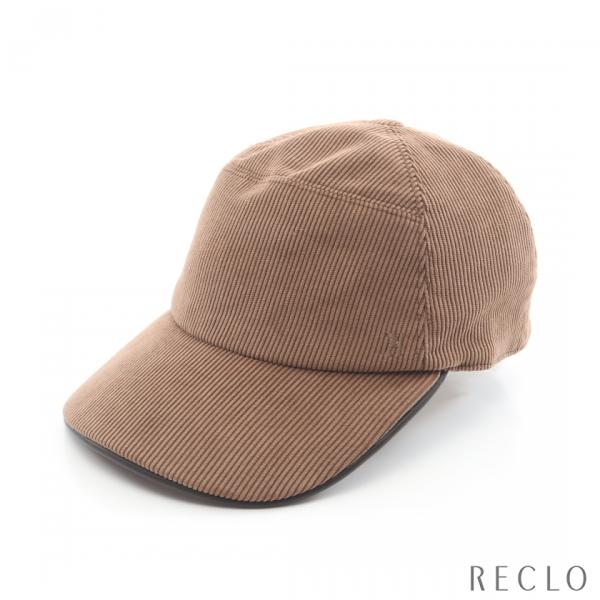 HERMES（エルメス） HERMES H刺繍 コーデュロイ キャップ ブラウン