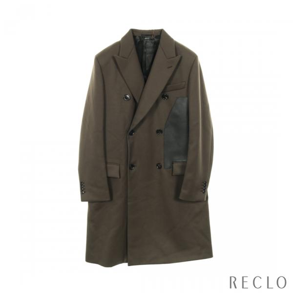 HERMES（エルメス） 爆買 チェスターコート ウール レザー グレー