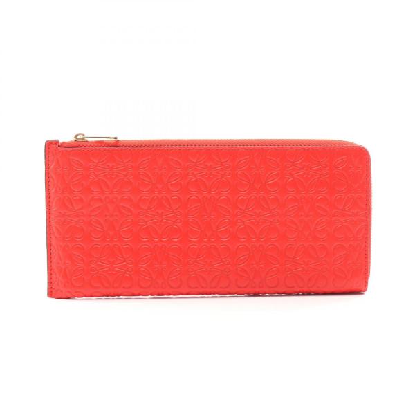LOEWE（ロエベ） アナグラム L型ファスナー長財布 財布 レザー レッド