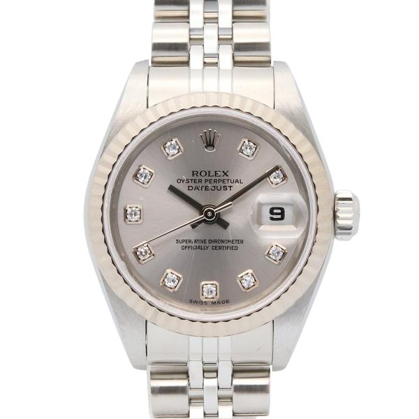 ロレックス デイトジャスト 10Pダイヤ 79174G シルバー F番 レディース 中古 腕時計 ROLEX（ロレックス） デイトジャスト 10Pダイヤ F番 腕時計 時計 K18WG