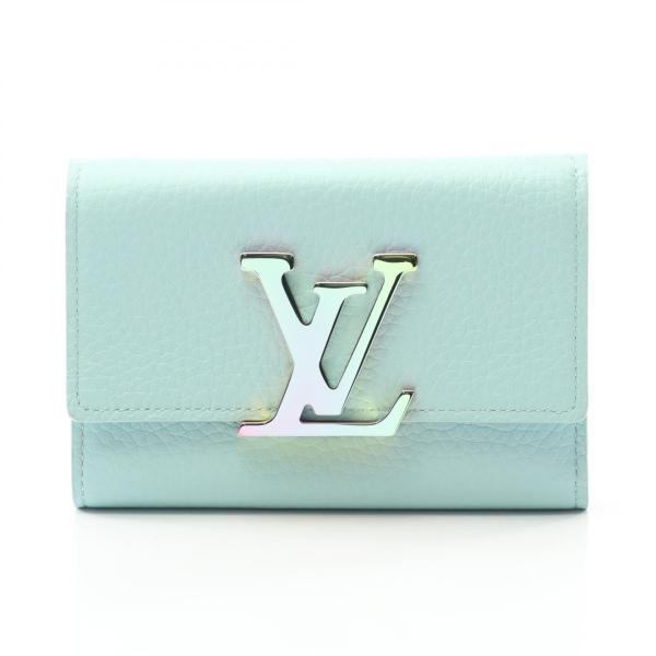 ルイヴィトン 三つ折り財布 ポルトフォイユ・カプシーヌ コンパクト ブルー　美品 LOUIS VUITTON（ルイ・ヴィトン） ポルトフォイユ カプシーヌ