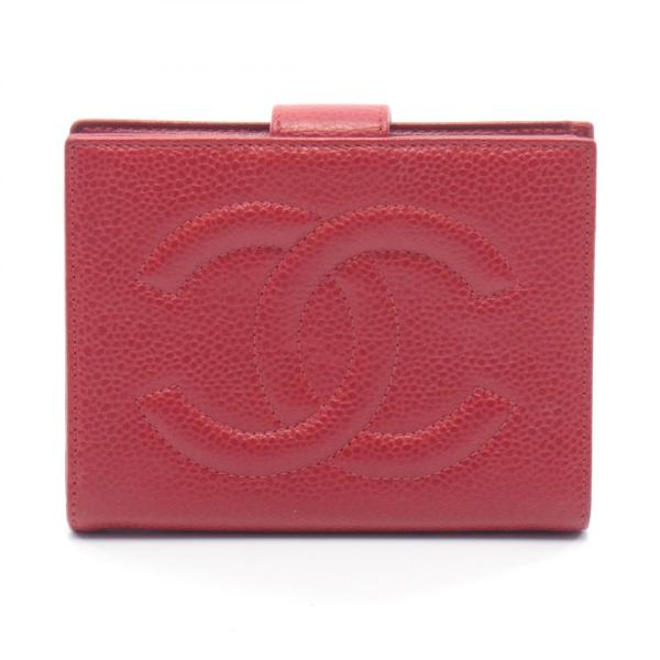 CHANEL（シャネル） ココマーク Wホック財布 財布 レザー レッド系