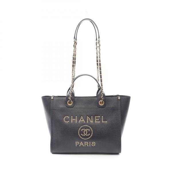 CHANEL（シャネル） ドーヴィル トートバッグ バッグ レザー ネイビー 