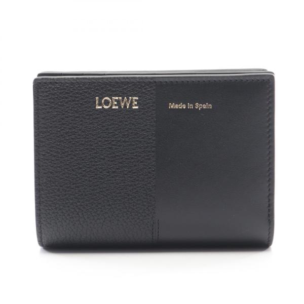 LOEWE 二つ折り財布 黒 レザー LOEWE（ロエベ） LOEWE DUET デュエット コンパクトウォレット 二