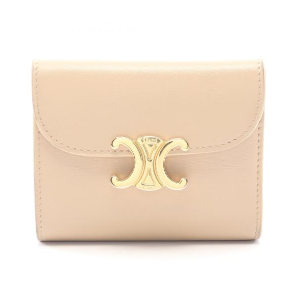 セリーヌ CELINE トリオンフ スモールフラップウォレット 三つ折り財布 財布 レザー レディース ベージュ系 10D783DPV 【中古】 CELINE（セリーヌ） トリオンフ スモールフラップウォレット 三つ折り
