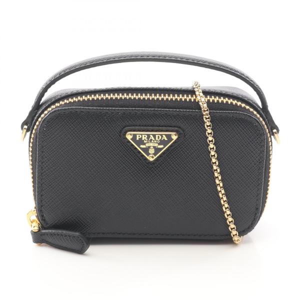 プラダ PRADA サフィアーノトライアングル ミニポーチ ショルダーバッグ バッグ サフィアーノレザー レディース ブラック系 1NR025QHHF0002 【新品】 PRADA（プラダ） サフィアーノトライアングル ミニポーチ ショルダー