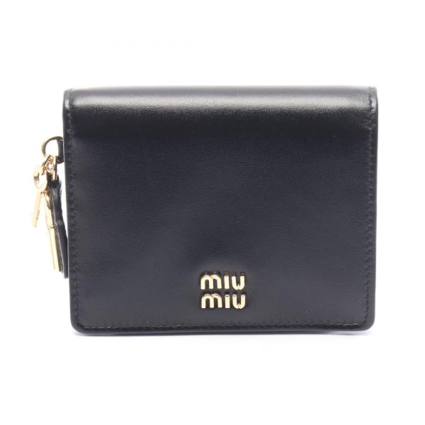【お値下げ交渉可能】miumiu✨マテラッセ レザー 二つ折り財布（ブラック） ミュウ Miu MATELASSE マテラッセ 二つ折り財布 財布 レザー ブラック