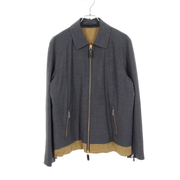 ジョルジオアルマーニ GIORGIO ARMANI 襟付きレイヤード ジャケット ブルゾン 衣料品 アウター ウール メンズ ネイビー系 / カーキ系 1WGOB05R T02P2 【中古】 ジョルジオアルマーニ GIORGIO ARMANI 襟付きレイヤード ジャケット