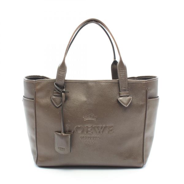 LOEWE ロエベ ヘリテージ トートバッグ ハンドバッグ レザー ロゴ型押し LOEWE（ロエベ） ヘリテージ トートバッグ バッグ レザー ブラウン系