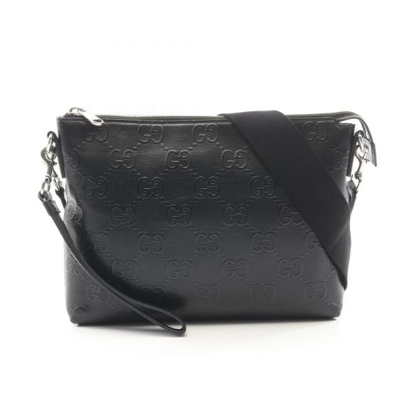グッチ GUCCI GGエンボス ミディアム メッセンジャーバッグ ショルダーバッグ バッグ レザー メンズ ブラック系 696009 【中古】 GUCCI（グッチ） GUCCI GGエンボス ミディアム メッセンジャーバッグ