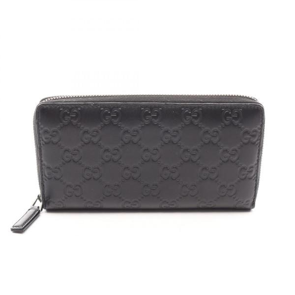 GUCCI（グッチ） グッチシマ ラウンド長財布 財布 レザー ブラック系