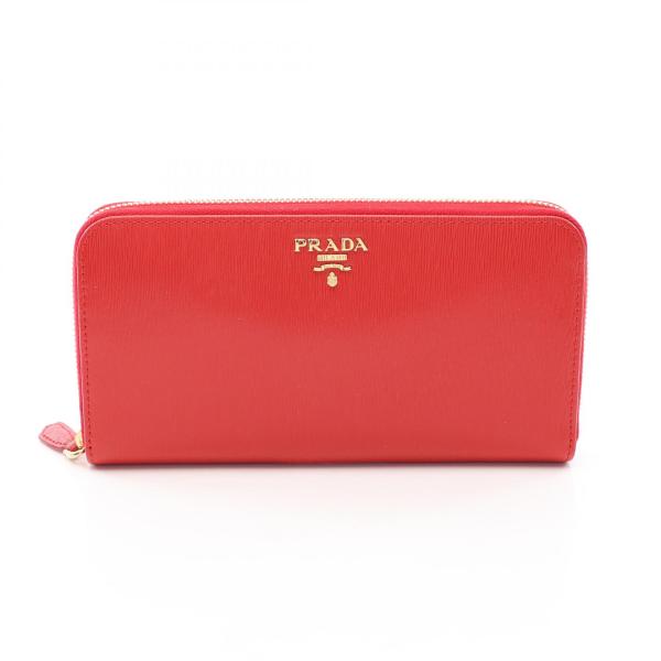 PRADA（プラダ） ラウンド長財布 財布 サフィアーノレザー レッド系