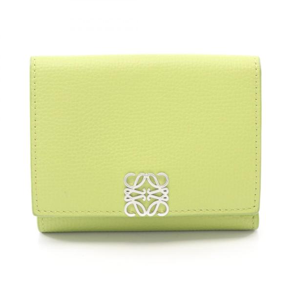 ロエベ LOEWE アナグラム トライフォールド ウォレット 三つ折り財布 財布 レザー レディース グリーン系 C821TR2X08 【中古】 LOEWE（ロエベ） アナグラム トライフォールド ウォレット 三つ折り