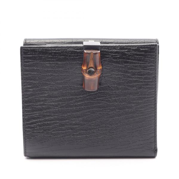 【未使用品】 GUCCI グッチ　二つ折り 財布　バンブー　レザー　ブラック 黒 GUCCI（グッチ） バンブー 二つ折り財布 財布 レザー ブラック系