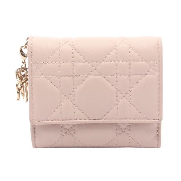 DIOR/ChristianDior(ディオール/クリスチャンディオール) 3つ折り財布 レディディオール ロータスウォレット ピンク レザー Christian Dior（クリスチャン・ディオール） 財布 レディース サドル