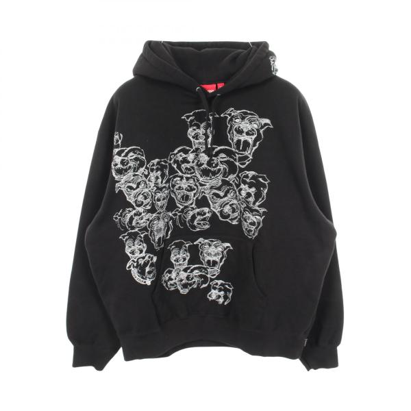 シュプリーム Supreme Pitbulls Embroidered Hooded パーカー 衣料品 トップス コットン メンズ ブラック系 【中古】 Supreme（シュプリーム） Supreme Pitbulls Embroidered Hooded