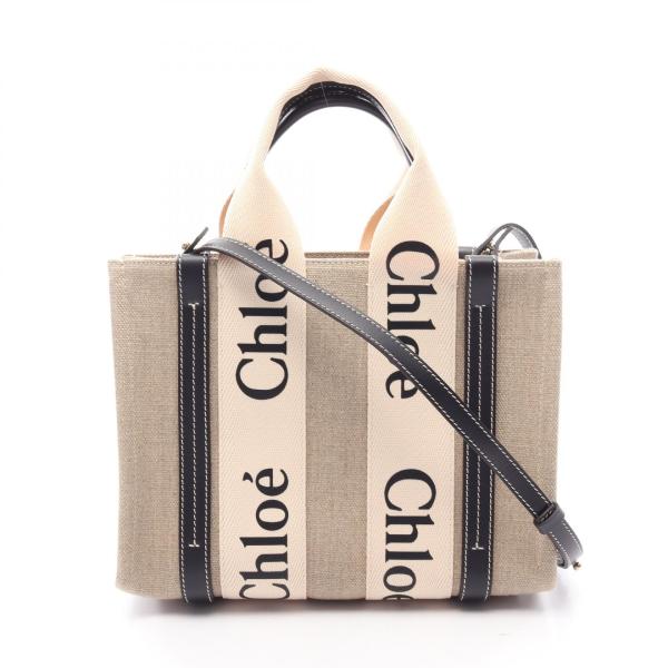 Chloé クロエ woody スモールトートバッグ キャンバス Chloe（クロエ） Chloe WOODY ウッディ スモール 2WAY トートバッグ