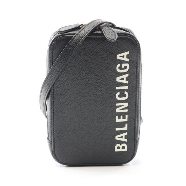 バレンシアガ　BALENCIAGA　スマホ用レザーケース　黒 中古保管品 BALENCIAGA - 【中古】バレンシアガ BALENCIAGA ストラップ付 レザー