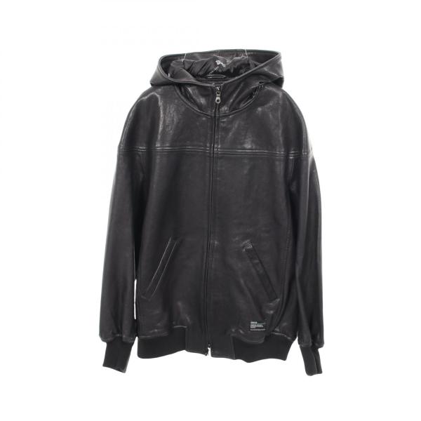 デンハム DENHAM LEATHER HOODY フード付き パンチング切替 革ジャン