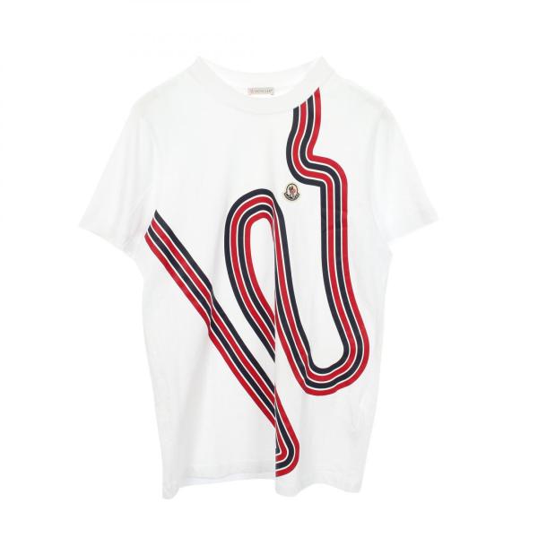 MONCLER ストライプ 半袖Tシャツ ホワイト未使用 MONCLER（モンクレール） ストライプ クルーネック 半袖Tシャツ 衣料品