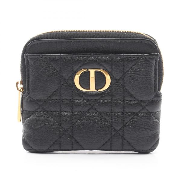 極美✨DIOR Caro Lavender ウォレット レザー ブラック ディオール Dior Caro Lavender ウォレット カナージュ コインケース