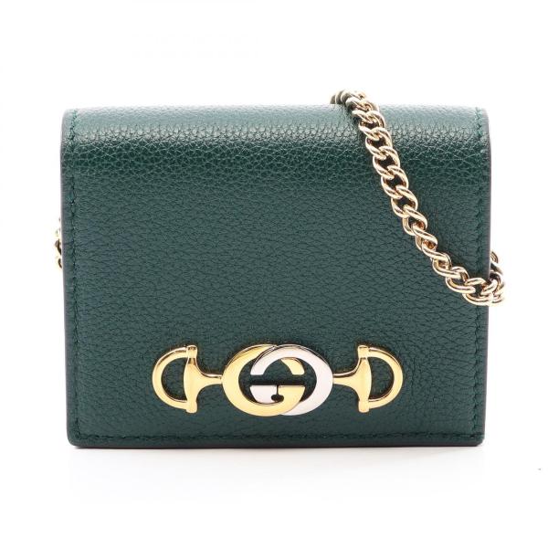 GUCCI（グッチ） ズゥミ 二つ折り財布 財布 レザー グリーン系 570660