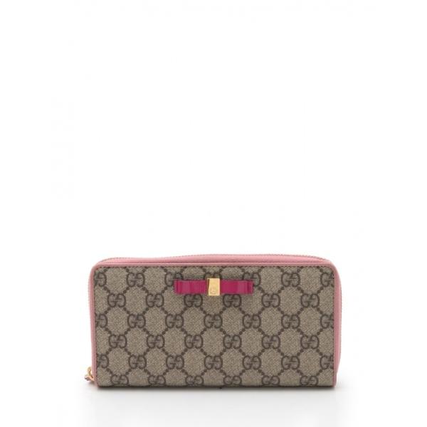 グッチ ファッション Gucci Ggスプリーム 紫 ラウンドファスナー長財布 Pvc エナメルレザー ベージュ 財布 ピンク 紫 3680 レディース 中古 Recloヤフーショップ