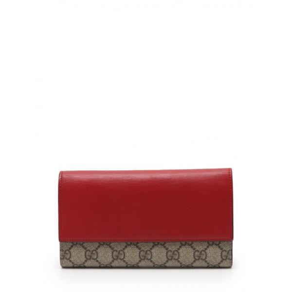 グッチ Gucci Ggスプリーム ピンク ファッション 財布 二つ折り長財布 Pvc レザー 赤 茶 バイカラー ピンク レディース 中古 Recloヤフーショップ