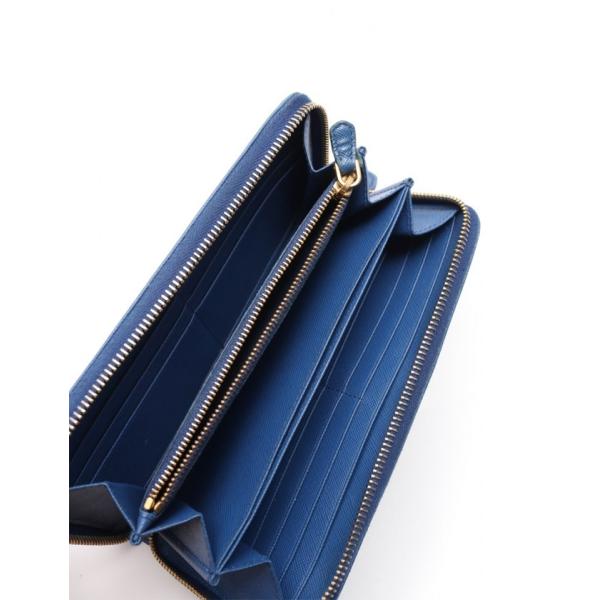 プラダ Prada 財布 Saffiano Fiocco 青 ラウンドファスナー長財布 古着 プラダ サフィアーノレザー 青 1m0506 レディース 中古 Recloヤフーショップ