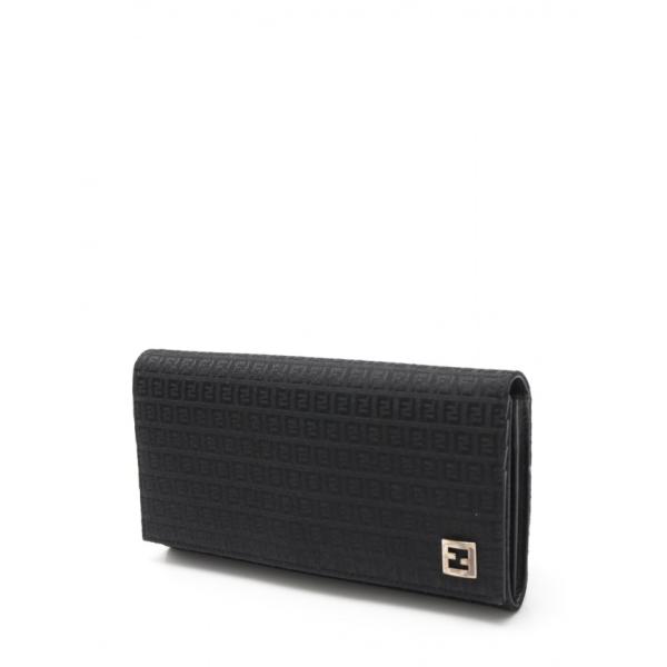 フェンディ 黒 中古 財布 ズッカ柄 中古 キャンバス Recloヤフーショップ Fendi 二つ折り長財布 中古 レディース 日本製即出荷の