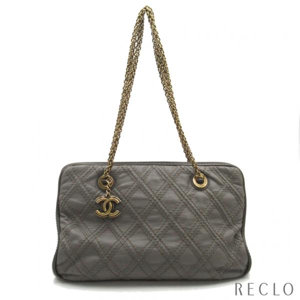 CHANEL シャネル チェーンショルダー ショルダーバッグ レザー グレー