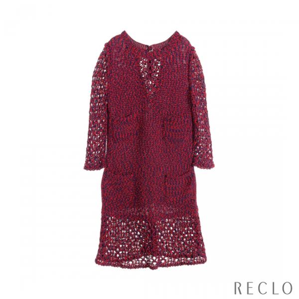 CHANEL（シャネル） ニットワンピース コットン レッド ネイビー