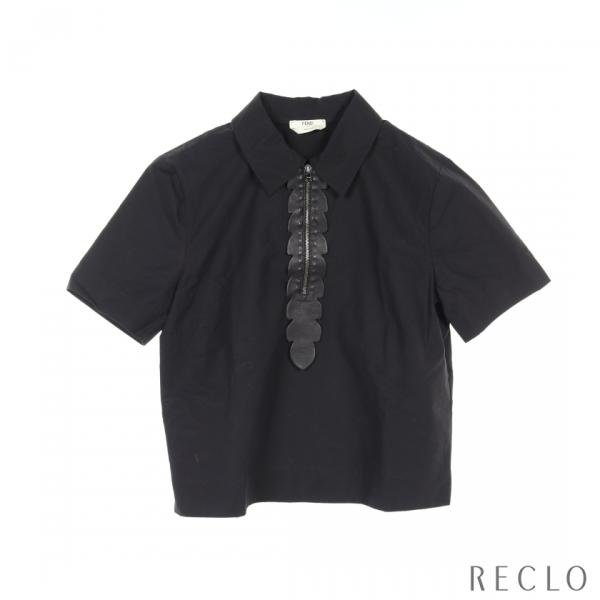 フェンディ FENDI ハーフジップ カットソー 半袖 コットン レザー  