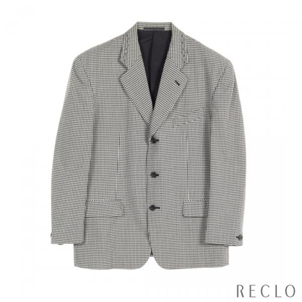 80s✨ コムデギャルソンオム　テーラードジャケット　チェック柄　M ウール COMME des GARCONS HOMME PLUS コムデギャルソンオムプリュス