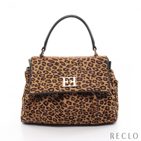未使用】 ESCADA ハート キルティング ハラコ バッグ レオパード 未使用】 ESCADA ハート キルティング ハラコ バッグ レオパード
