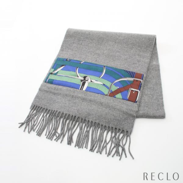 正月セール！極美品 Hermes エルメス カシミヤ マフラー ストール グレー HERMES - 極美品 エルメス HERMES マフラー ストール Casaque