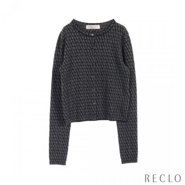 VALENTINO（ヴァレンティノ） カーディガン ロゴ総柄 ウール グレー
