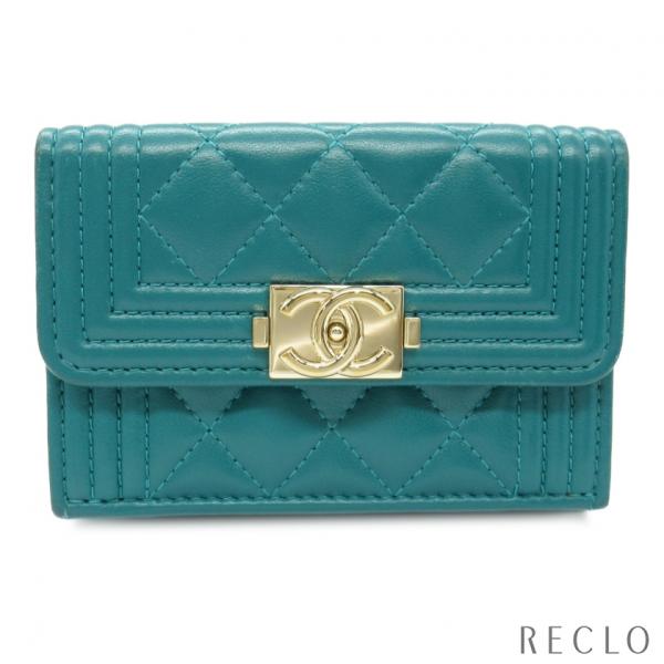 CHANEL シャネル ボーイシャネル 三つ折財布 三つ折り財布 ラムスキン