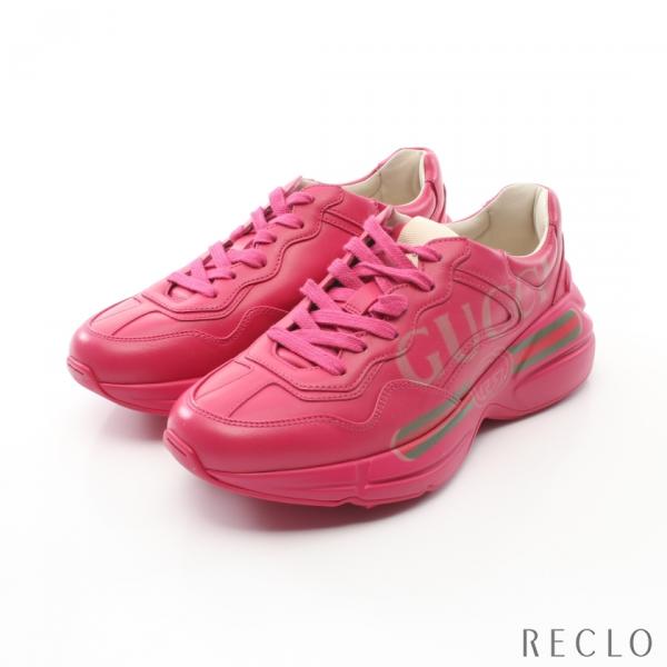 GUCCI グッチ ロゴ スニーカー レザー ピンクパープル 528892 GUCCI グッチ ロゴ スニーカー レザー ピンクパープル 528892