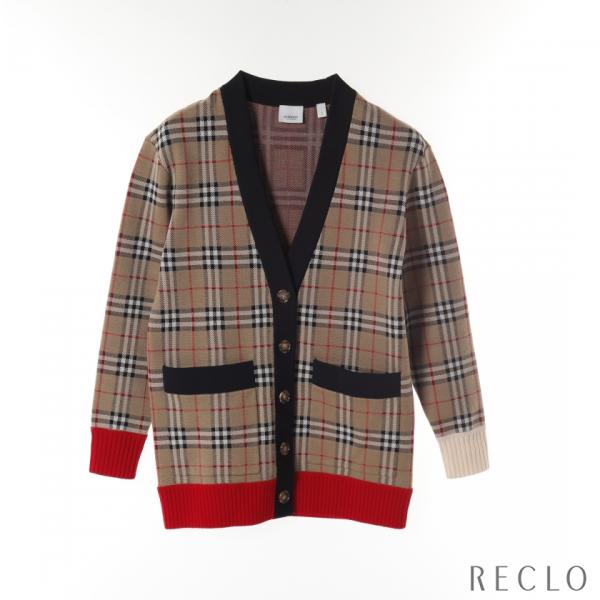 【未使用に近い】バーバリー カーディガン ノバチェック　長袖 ハニーベージュ 楽天市場】バーバリー BURBERRY カーディガン レディース